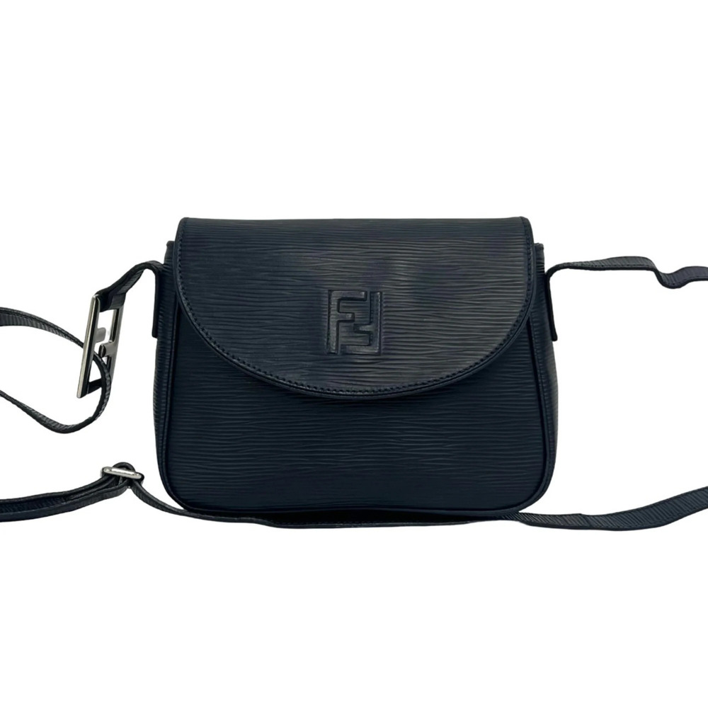 FENDI Vintage Blue Leather Shoulder Bag